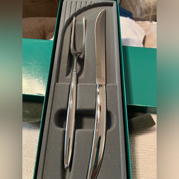 VTG Towle USA Silver Plate Boxed Carving Knife & Serving Fork mid century design - Picture 3 of 5